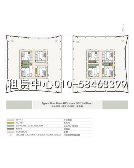 环球金融中心17-22F平面图